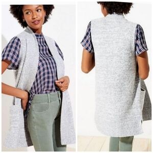 Loft Cozy Chenille Knit Open Front Cardigan Duster Sweater Vest